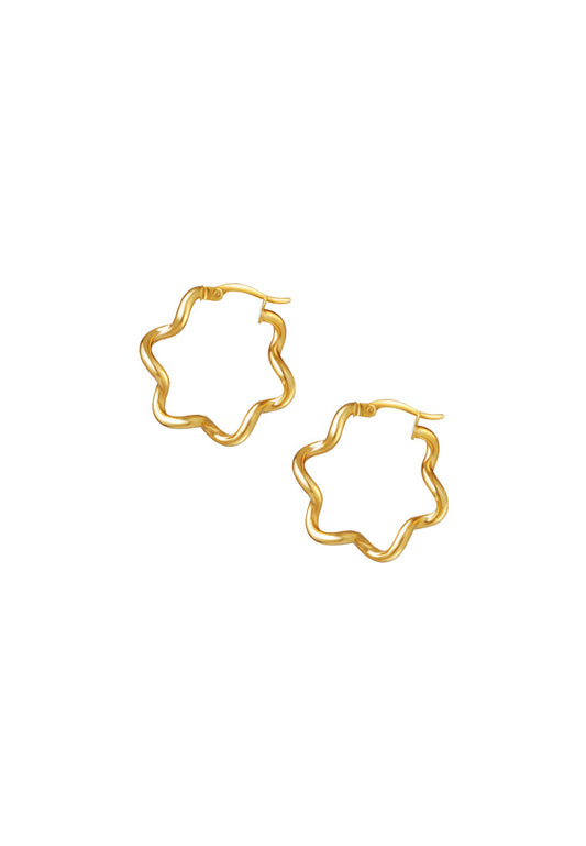 TOMEI Lusso Italia Minimalist Wavy Hoop Earrings, Yellow Gold 916