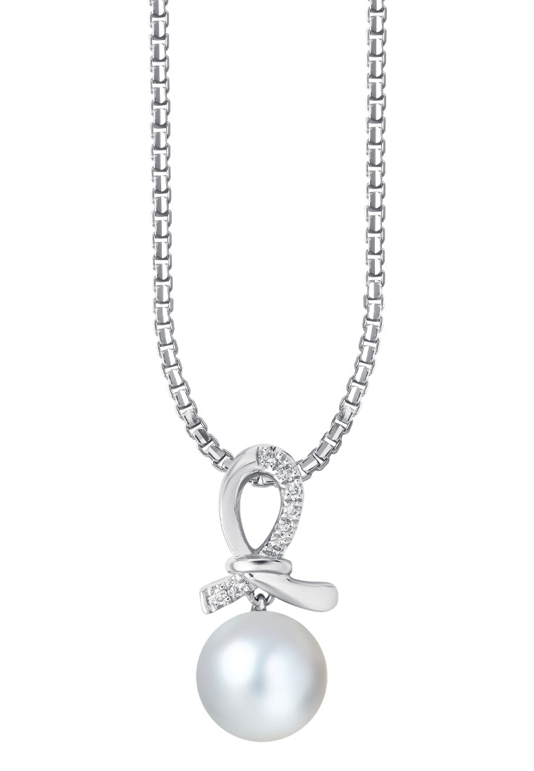 TOMEI Pearl Pendant Set, White Gold 585