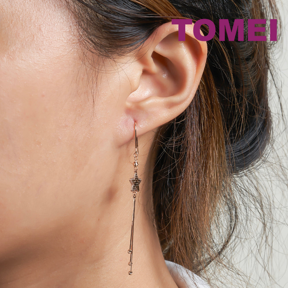 TOMEI Rouge Collection Star Long Earrings, Rose Gold 750