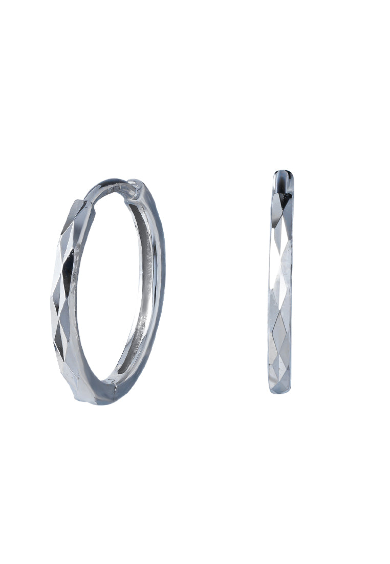 TOMEI Laser Loop Earrings, White Gold 585