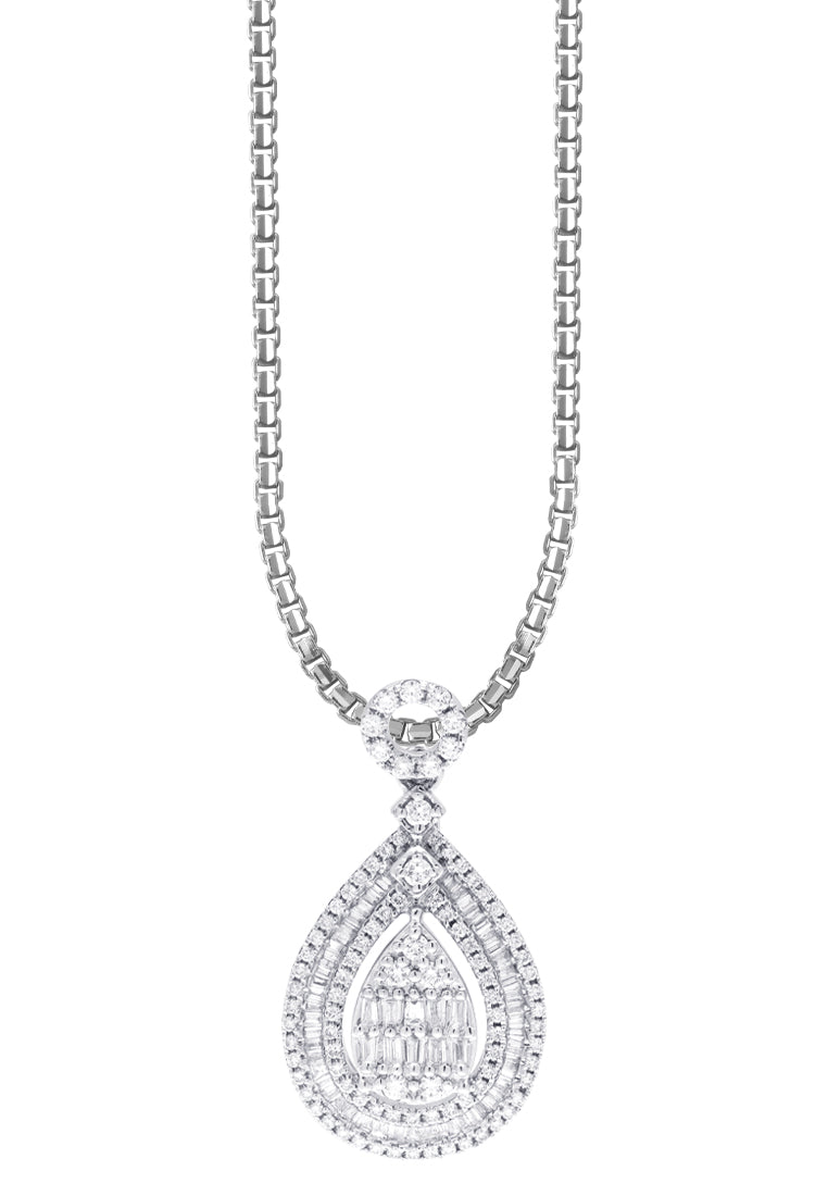 TOMEI Koleksi Gardenia Diamond Pendant, White Gold 750