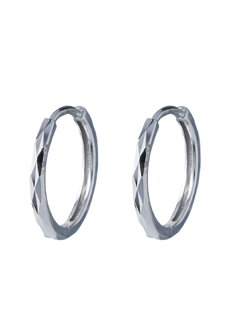 TOMEI Laser Loop Earrings, White Gold 585