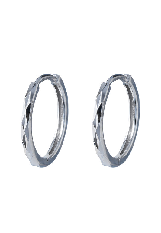 TOMEI Laser Loop Earrings, White Gold 585