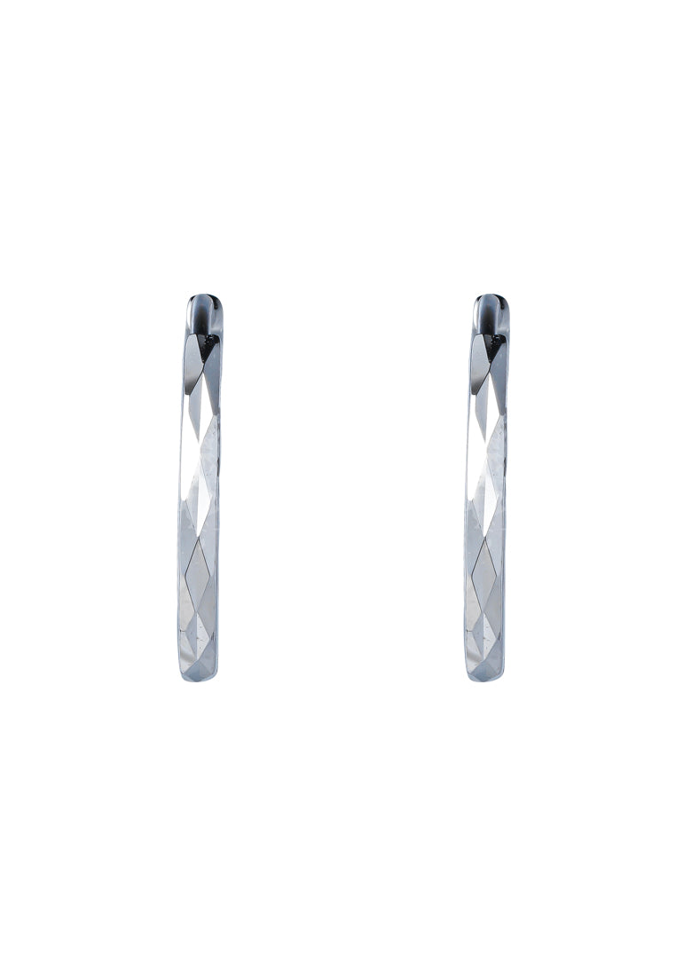 TOMEI Laser Loop Earrings, White Gold 585
