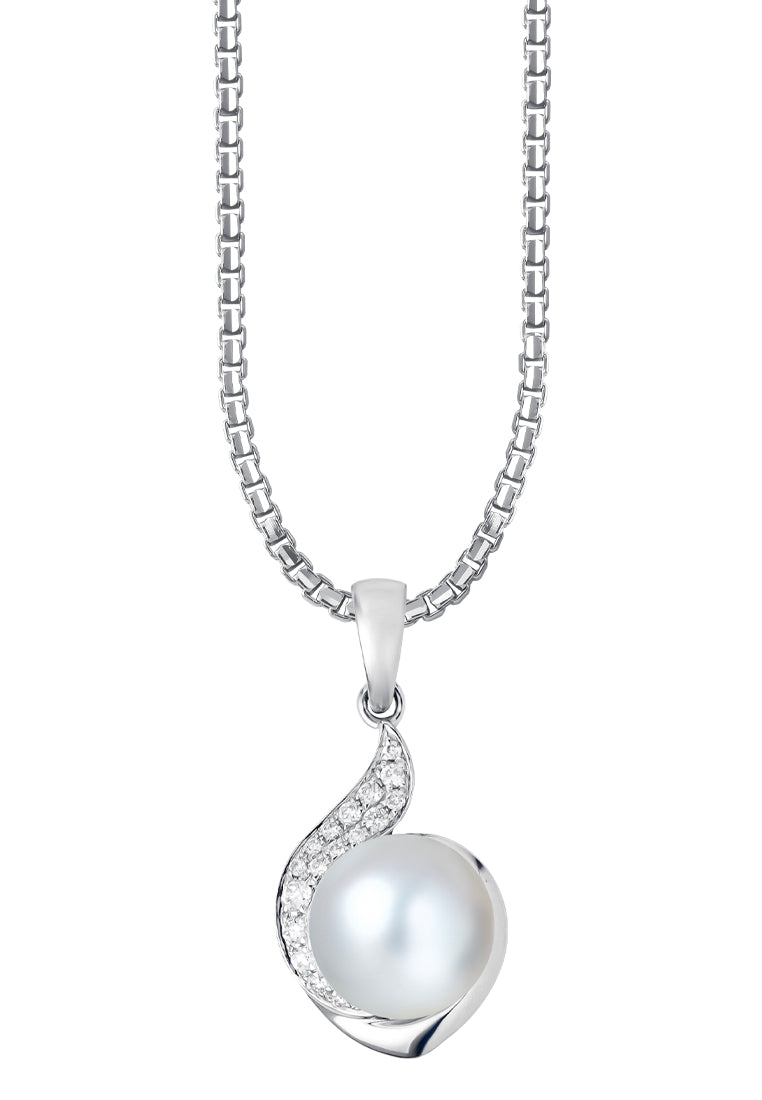 TOMEI Pearl Pendant Set, White Gold 585