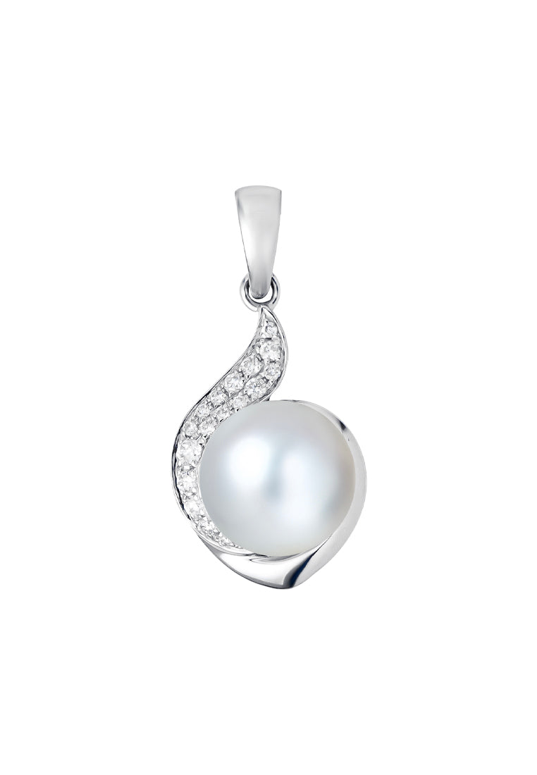 TOMEI Pearl Pendant Set, White Gold 585