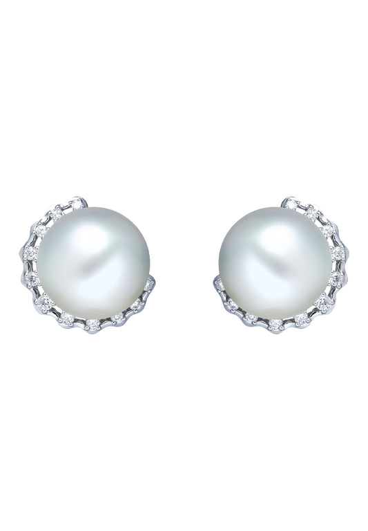 TOMEI Pearl Earrings, White Gold 750