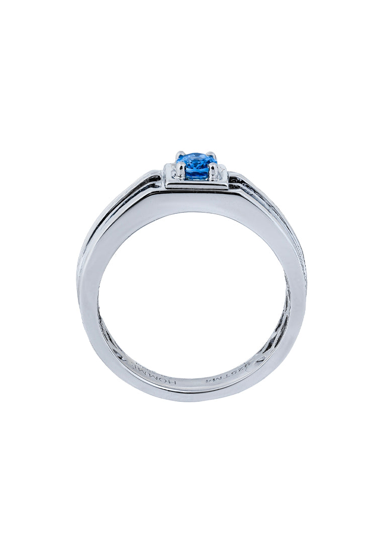 TOMEI Homme Collection Sapphire Men Ring, Silver+Palladium