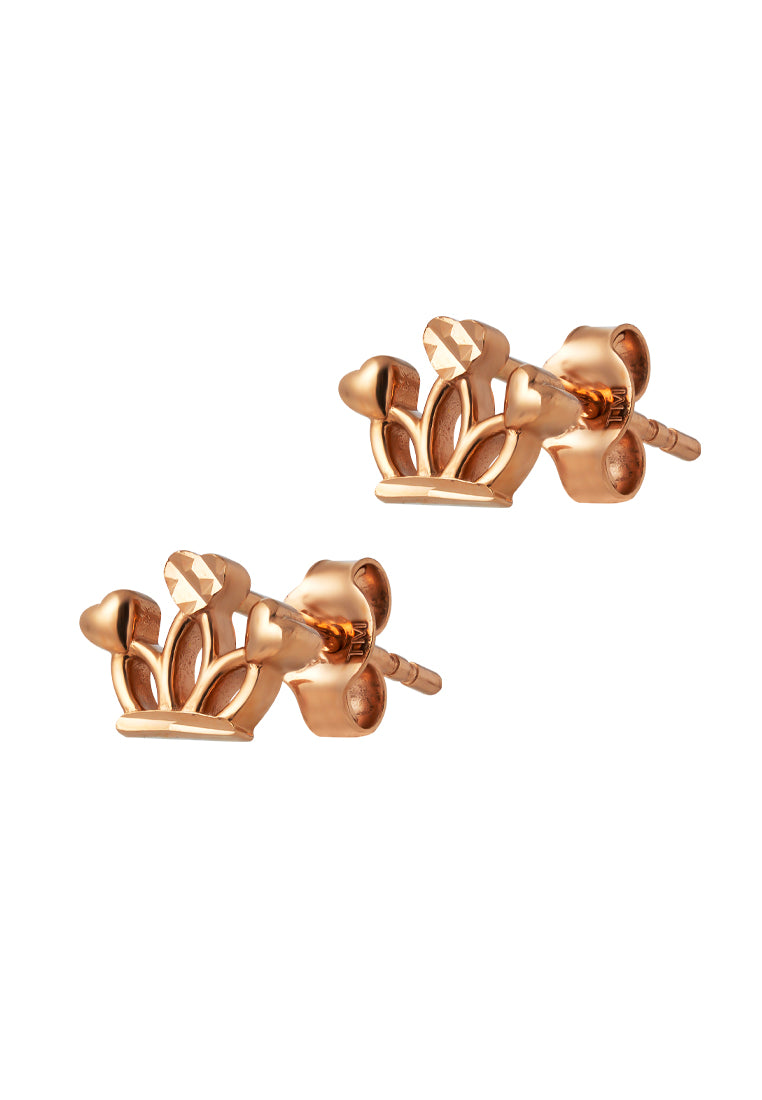 TOMEI Rouge Collection Crown Earrings, Rose Gold 750
