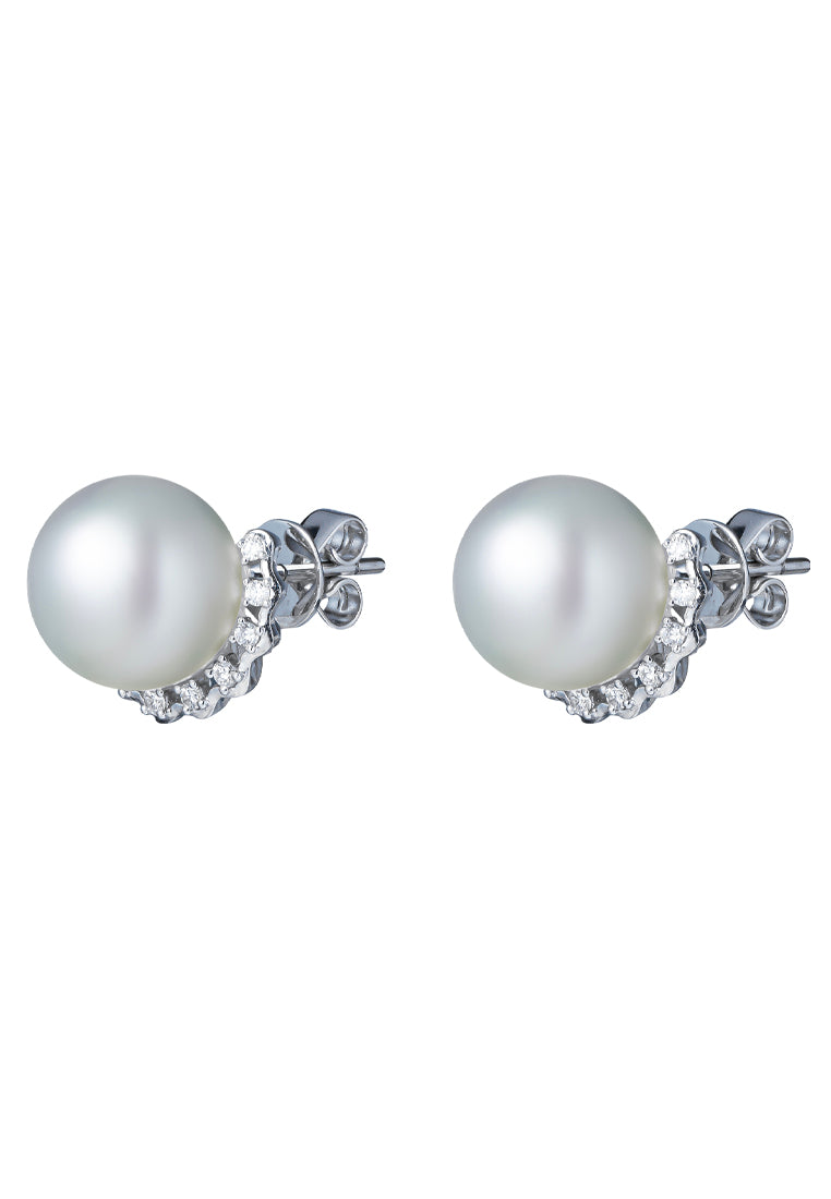 TOMEI Pearl Earrings, White Gold 750