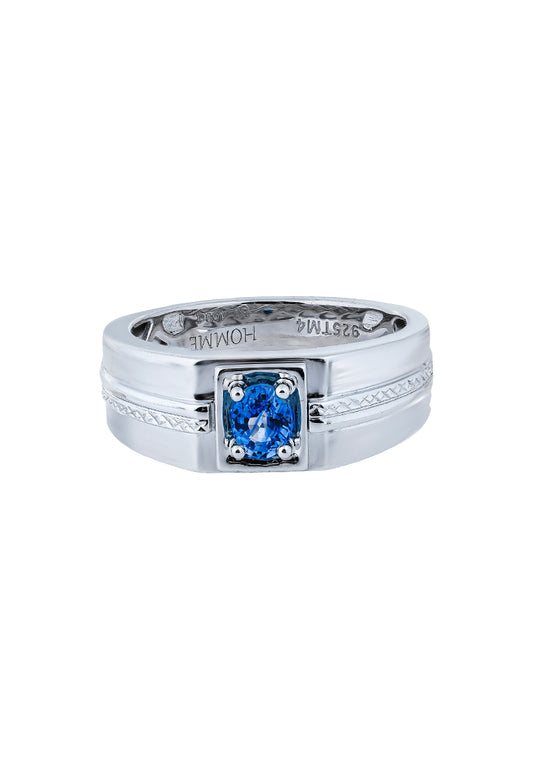 TOMEI Homme Collection Sapphire Men Ring, Silver+Palladium