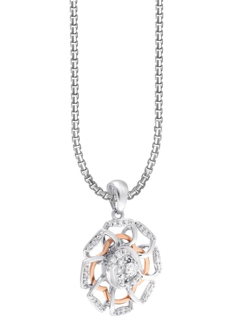 TOMEI Koleksi Gardenia Diamond Pendant, White Gold 750