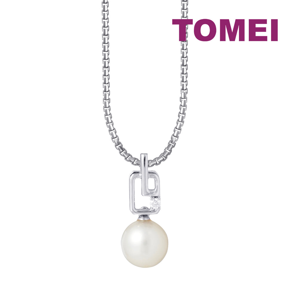 TOMEI Pearl-fection Pendant Set, White Gold 585