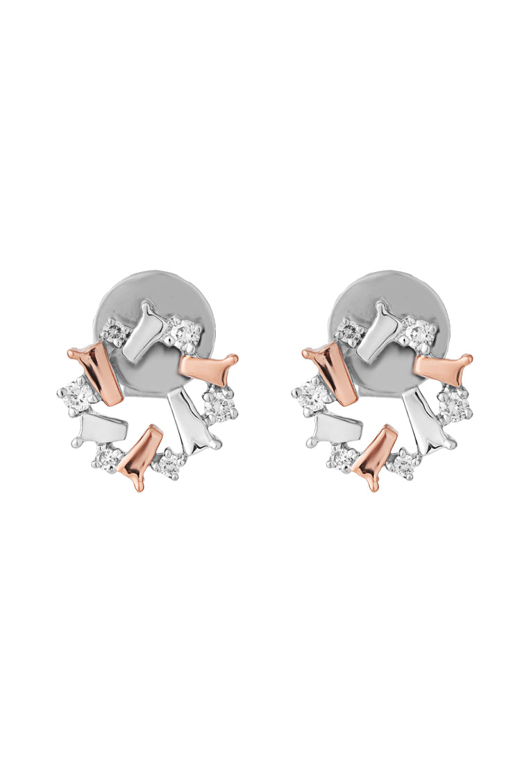 TOMEI Noble Unity Earrings, White+Rose Gold 585 (E2169WR)