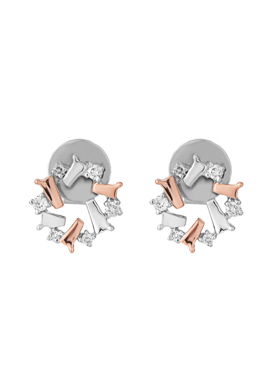 TOMEI Noble Unity Earrings, White+Rose Gold 585 (E2169WR)