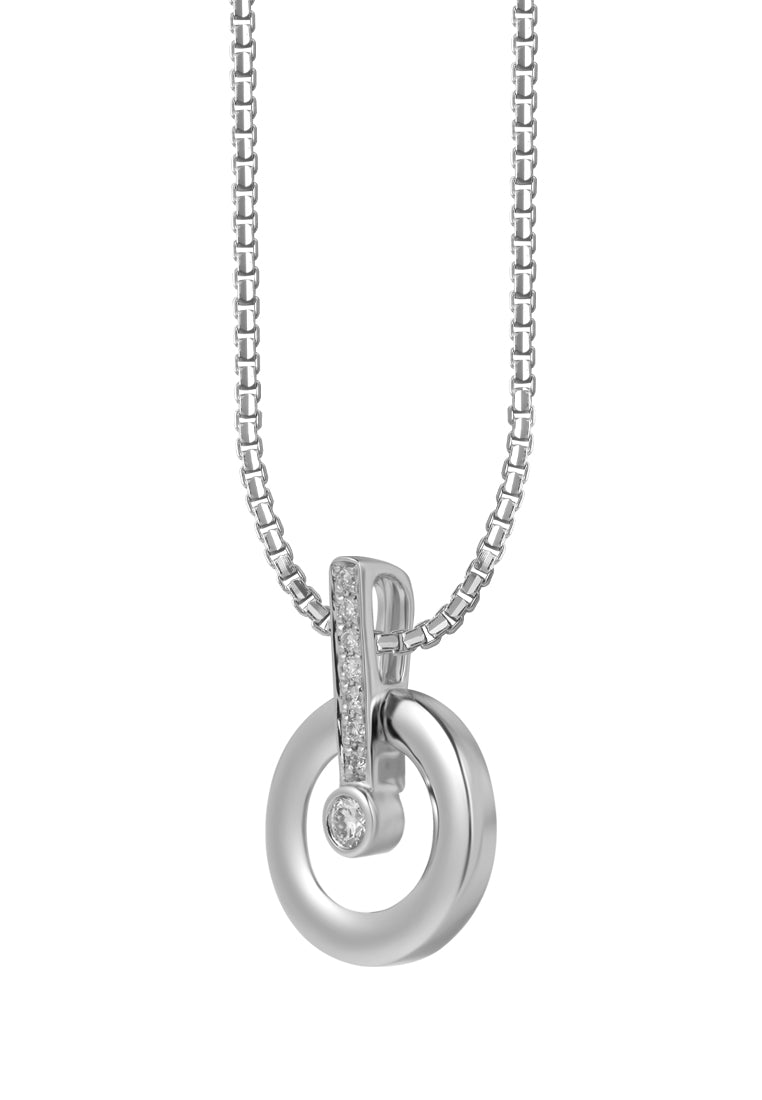TOMEI Blissful Circle Diamond Pendant Set, White Gold 585