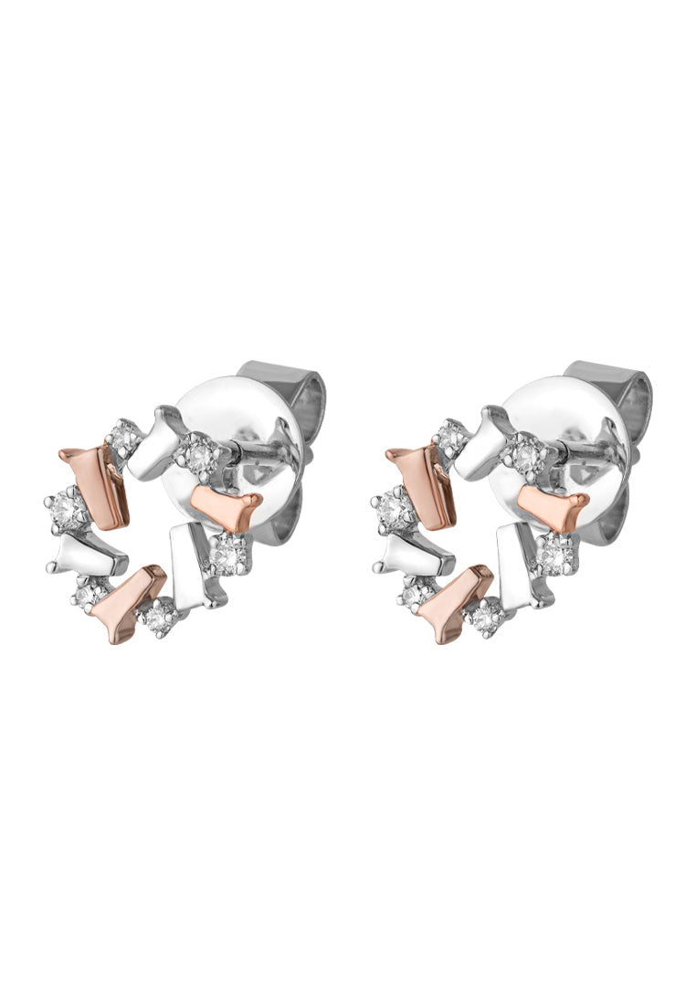 TOMEI Noble Unity Earrings, White+Rose Gold 585 (E2169WR)