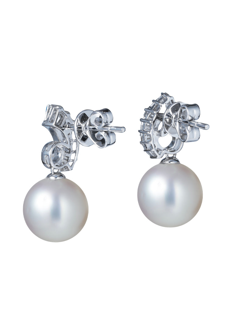 TOMEI Pearl Earrings, White Gold 750