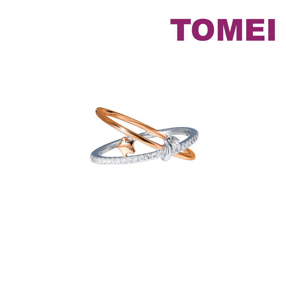 TOMEI Eternal Twine Collection Diamond Ring, White+Rose Gold 585