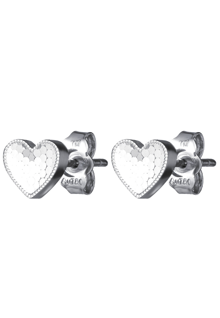TOMEI Lovely Heart Earrings, White Gold 750
