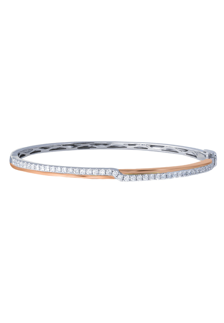TOMEI 【相互辉映】Entwined Bangle, White+Rose Gold 585
