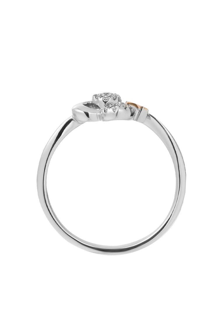 TOMEI Little Star Collection Diamond Ring, White+Rose Gold 375