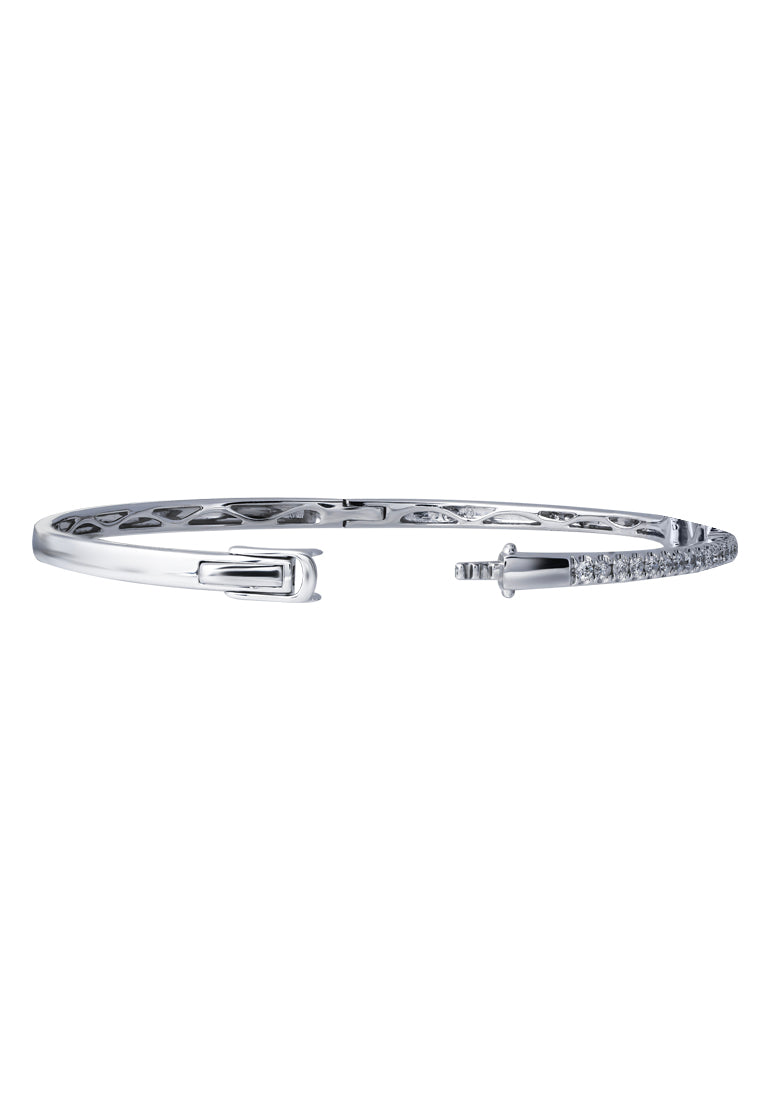 TOMEI 【相互辉映】Entwined Bangle, White+Rose Gold 585