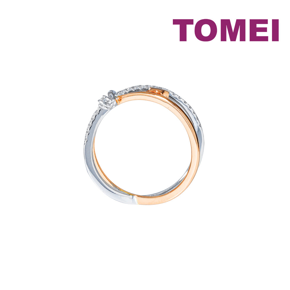 TOMEI Eternal Twine Collection Diamond Ring, White+Rose Gold 585