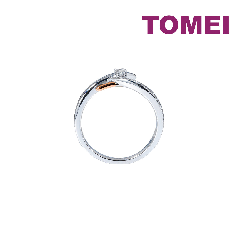 TOMEI Eternal Twine Collection Diamond Ring, White+Rose Gold 585