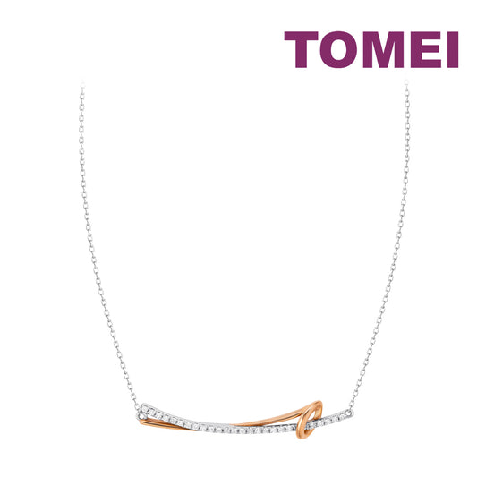 TOMEI Rosy Winter Collection Diamond Necklace, White+Rose Gold 585