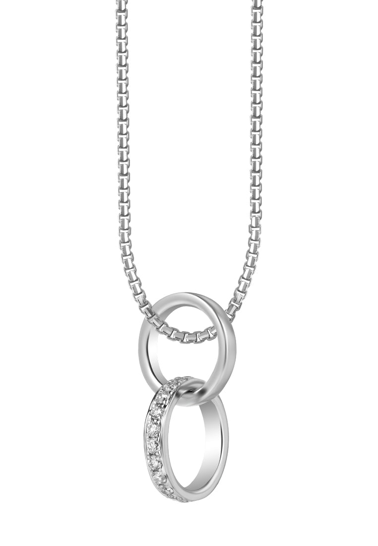 TOMEI Entwining Circles Diamond Pendant Set, White Gold 585