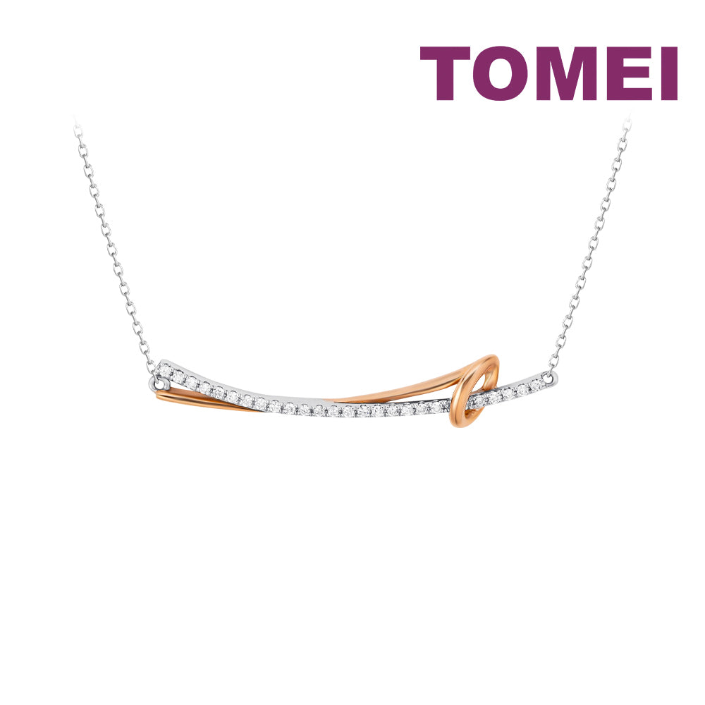 TOMEI Rosy Winter Collection Diamond Necklace, White+Rose Gold 585