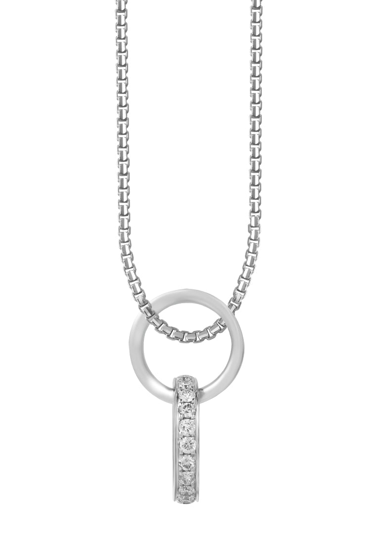 TOMEI Entwining Circles Diamond Pendant Set, White Gold 585