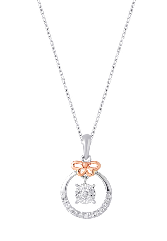 TOMEI Glowing Heart Diamond Pendant Set, White+Rose Gold 585