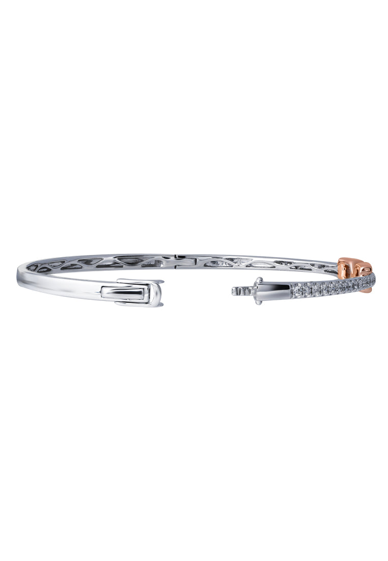 TOMEI 【永无止境的爱情】Infinity Love Bangle, White+Rose Gold 585