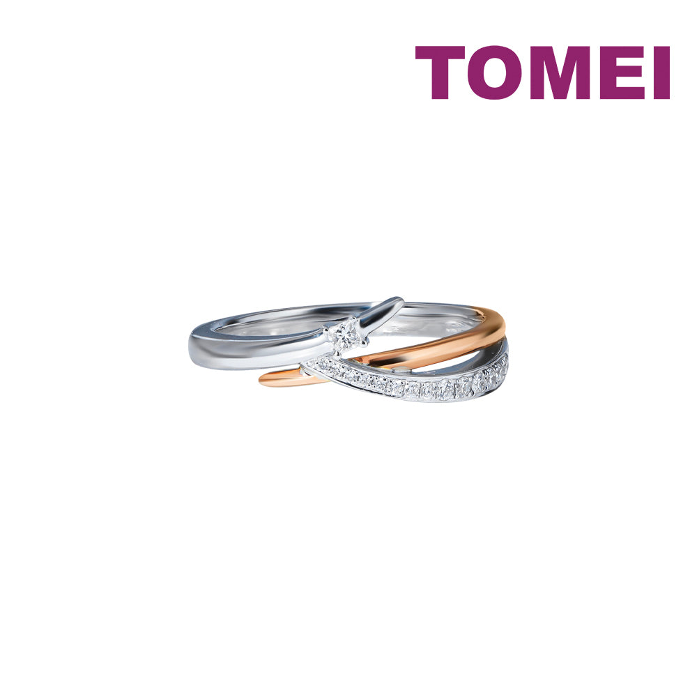 TOMEI Eternal Twine Collection Diamond Ring, White+Rose Gold 585