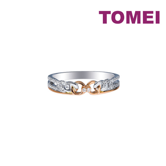 TOMEI Eternal Twine Collection Diamond Ring, White+Rose Gold 585