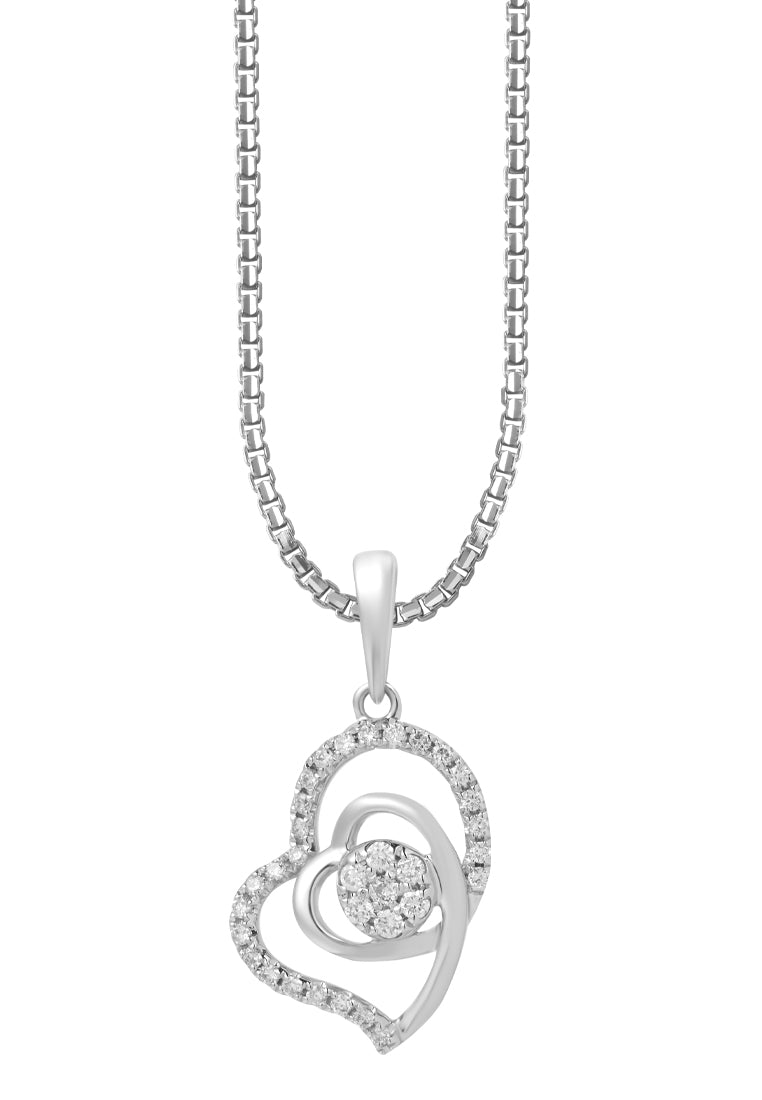 TOMEI Art Of Love Diamond Pendant Set, White Gold 585