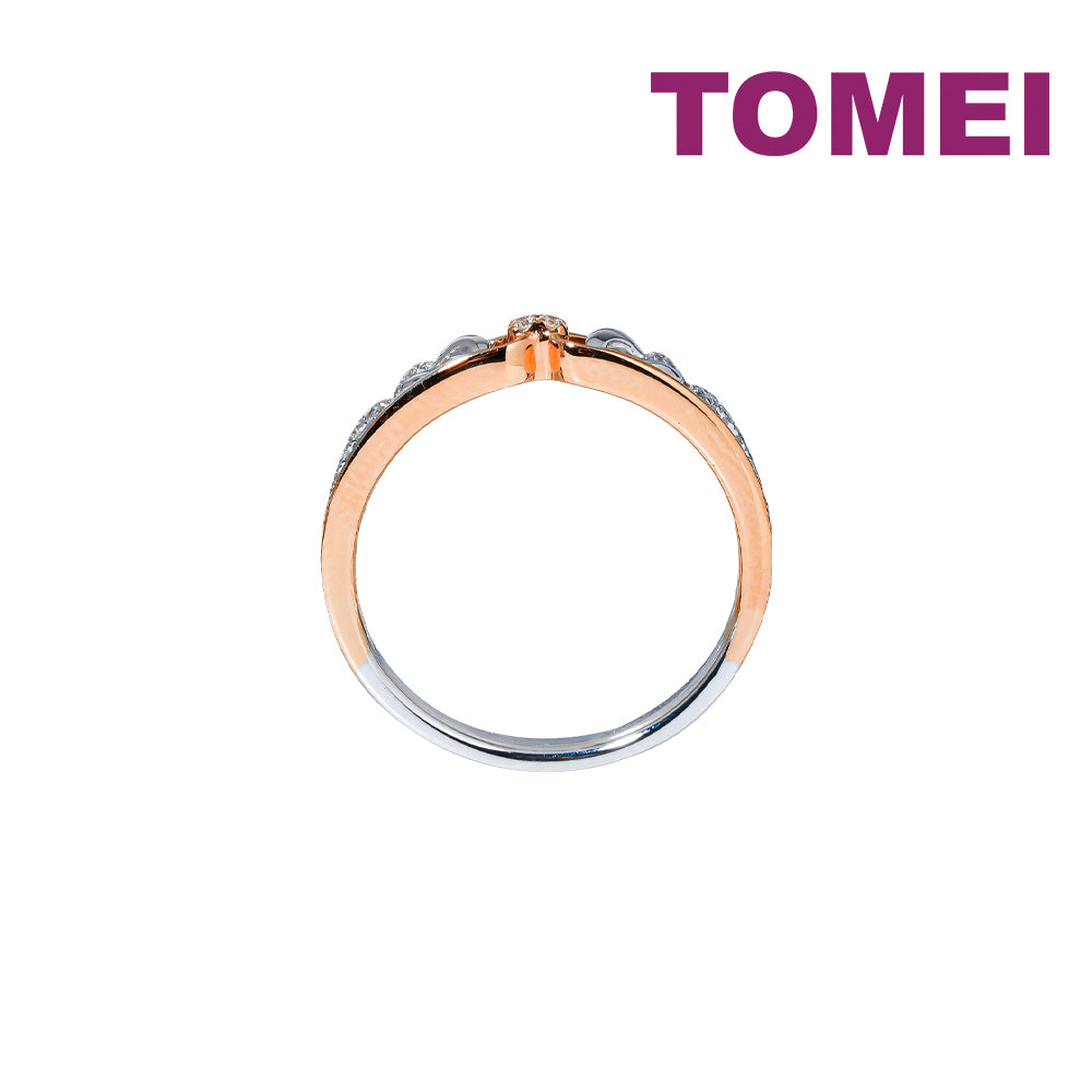 TOMEI Eternal Twine Collection Diamond Ring, White+Rose Gold 585