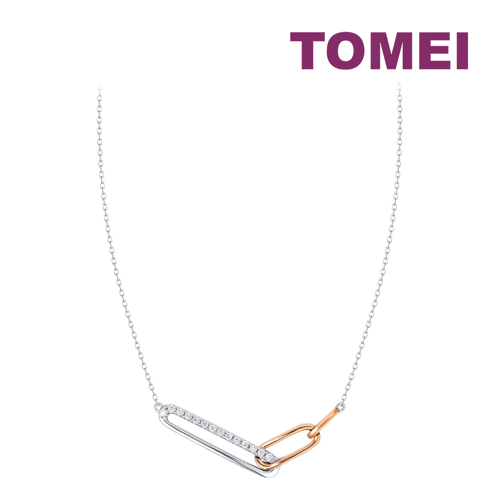 TOMEI Rosy Winter Collection Diamond Necklace, White+Rose Gold 585