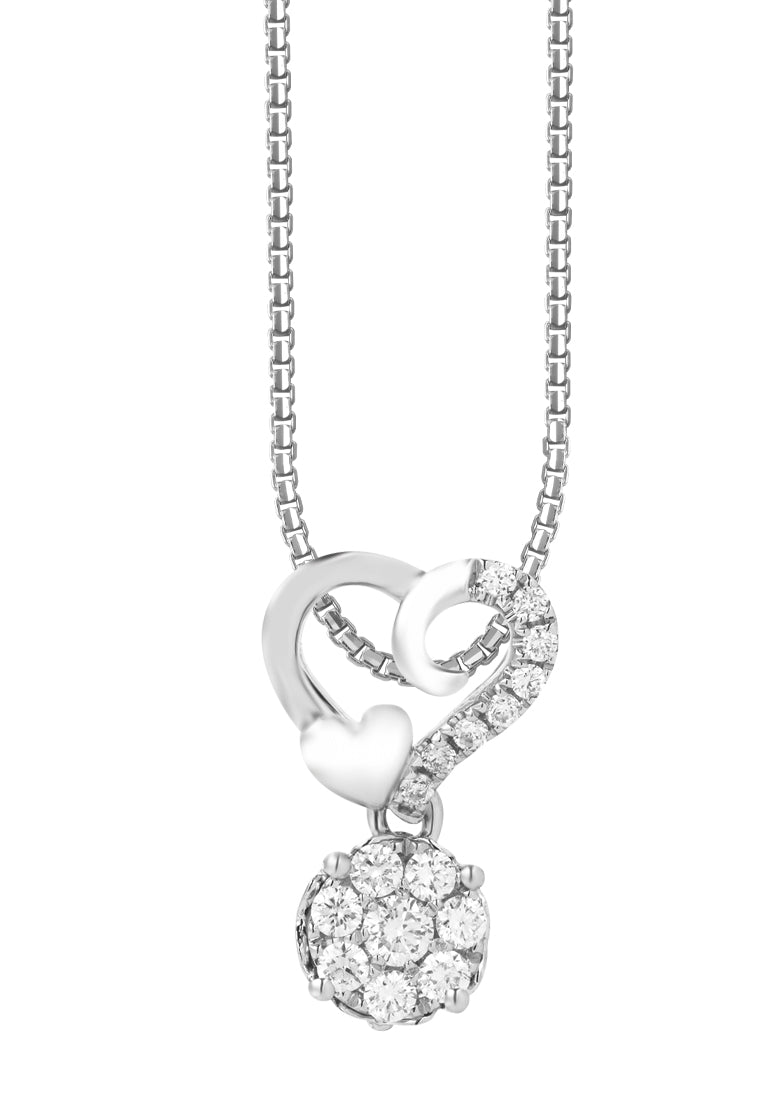 TOMEI Little Heart Collection, Diamond Pendant Set, White Gold 585