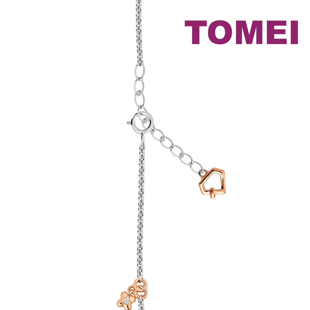 TOMEI Rosy Winter Collection Diamond Bracelet, White+Rose Gold 585