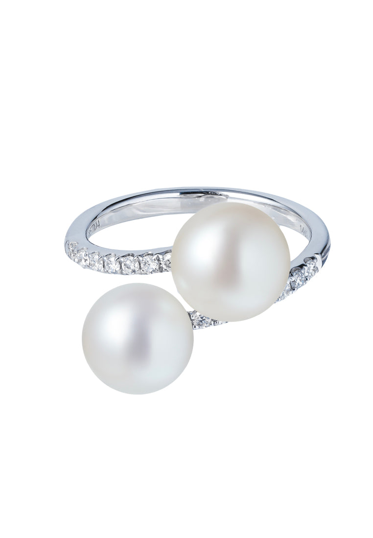 TOMEI Pearl Ring, White Gold 585