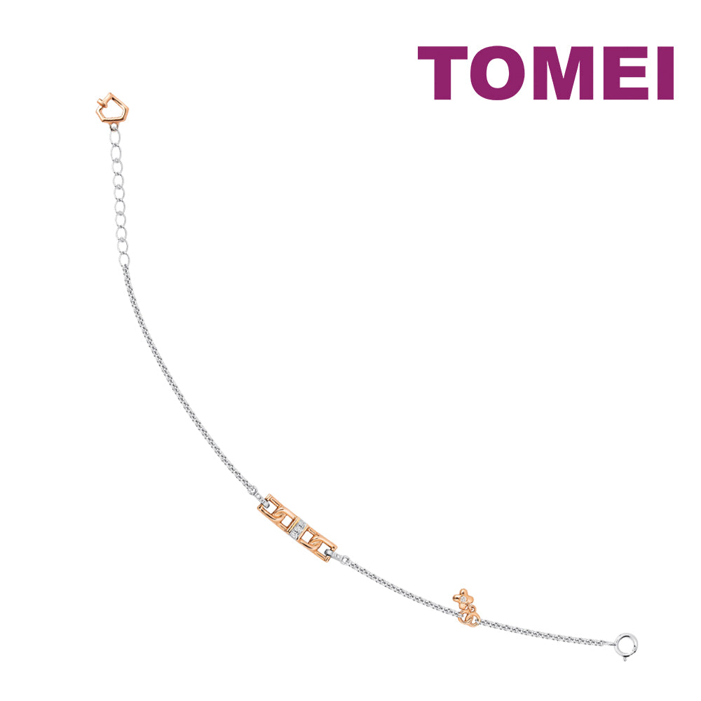TOMEI Rosy Winter Collection Diamond Bracelet, White+Rose Gold 585