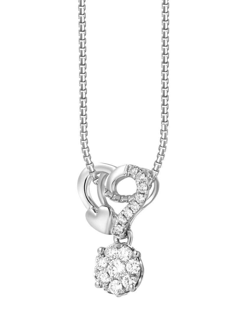 TOMEI Little Heart Collection, Diamond Pendant Set, White Gold 585