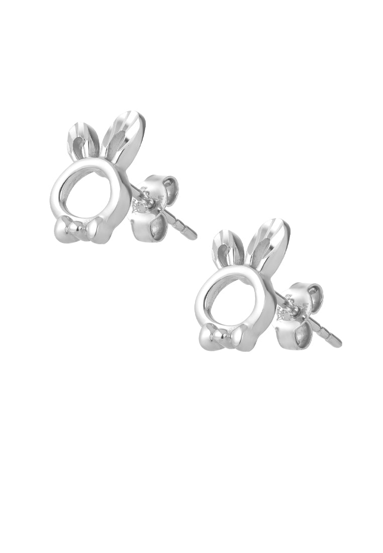 TOMEI Cutie Rabbit Earrings, White Gold 750