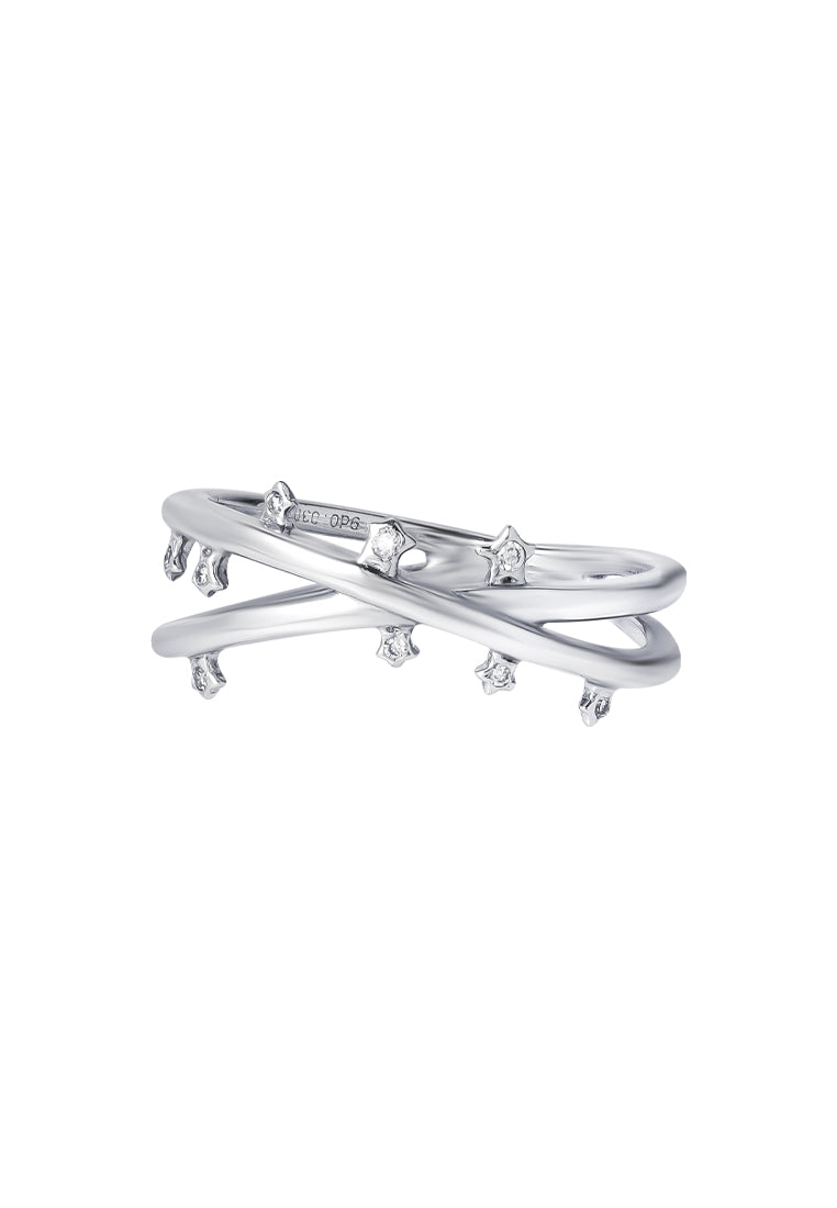 TOMEI Star Lighting Diamond Ring, White Gold 375