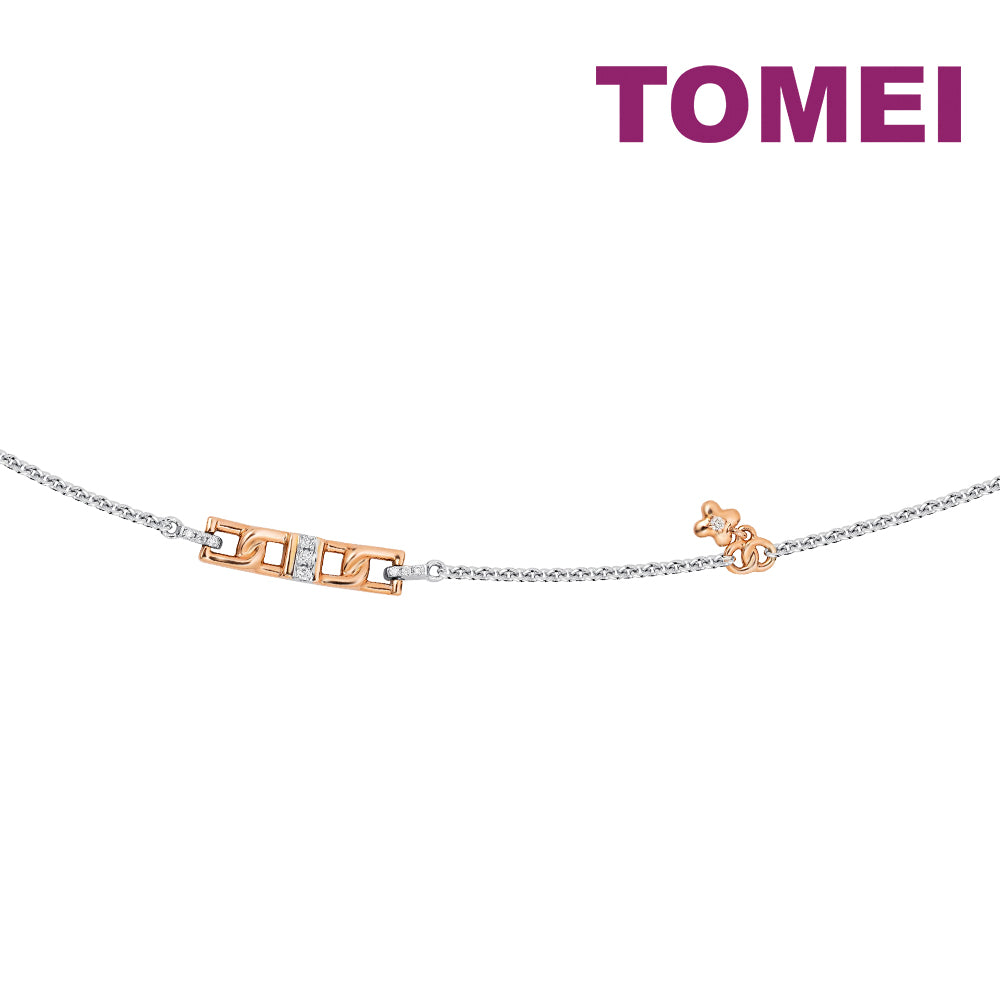 TOMEI Rosy Winter Collection Diamond Bracelet, White+Rose Gold 585