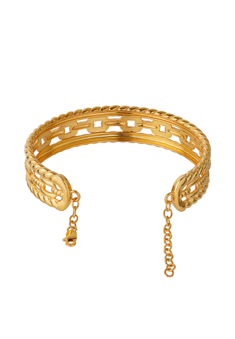 TOMEI Link Chain in Twisted Parallel Bangle, Yellow Gold 916