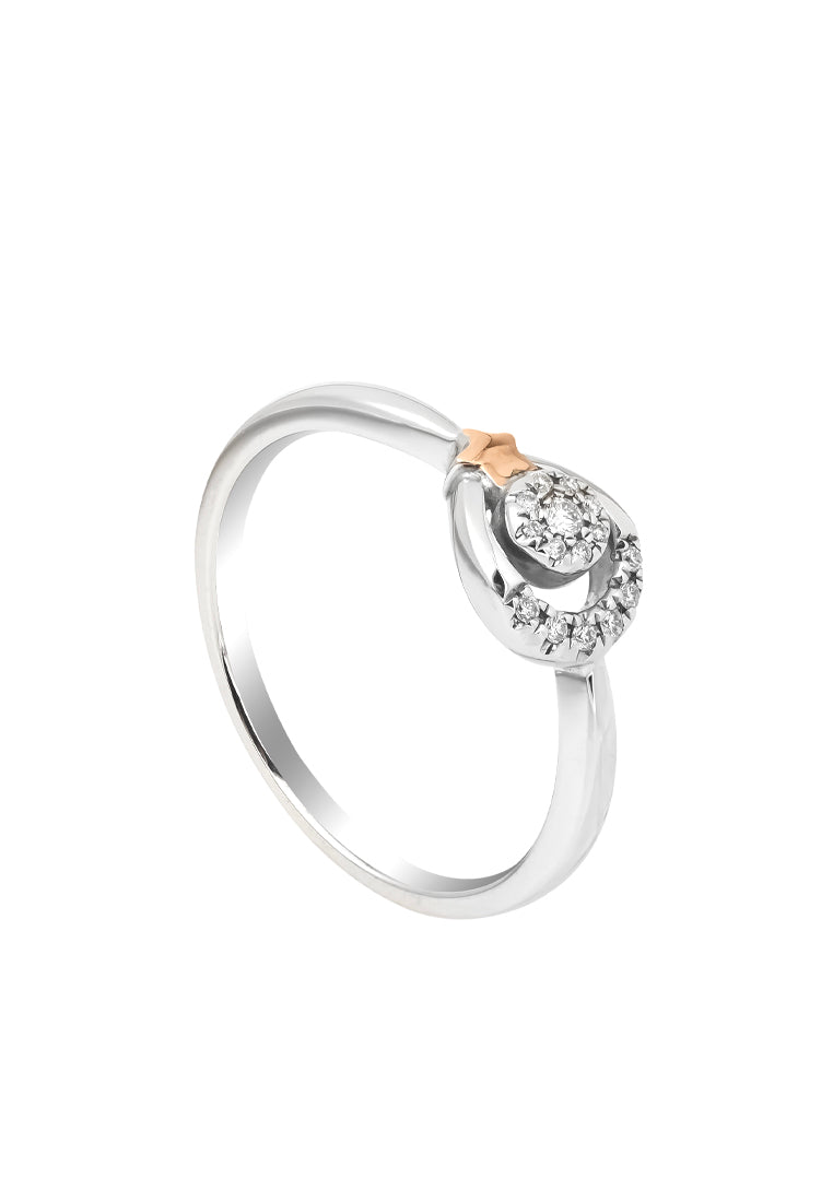 TOMEI Little Star Collection Diamond Ring, White+Rose Gold 375